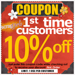 First-time customer coupon for 10% off order!