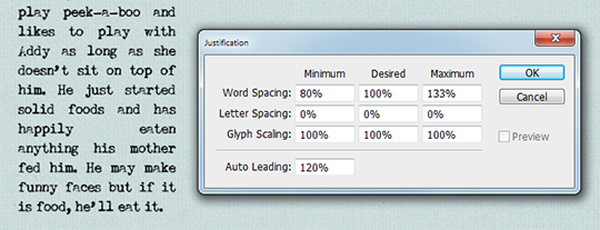 how do you justify text in photoshop cs6