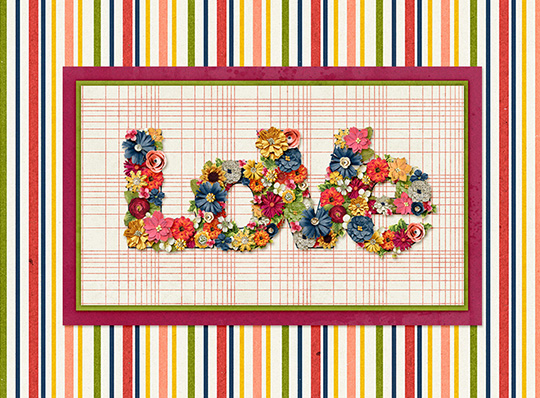 A digital layout using flowers to create the title