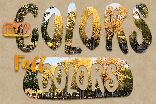 Example of using a fall photos as a mask for decorating tags