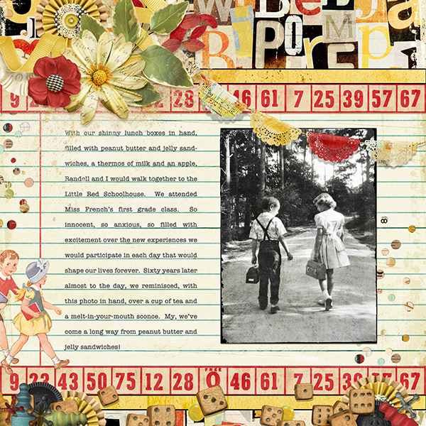scrapbook page uses One, Two, Buckle My Shoe digi kit