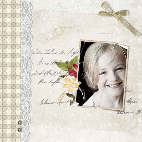 Scrapbook page uses Love Notes Digital Kit