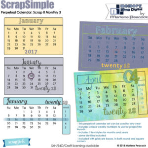 ScrapSimple Calendar Templates: Scrap It Monthly 3 - Perpetual